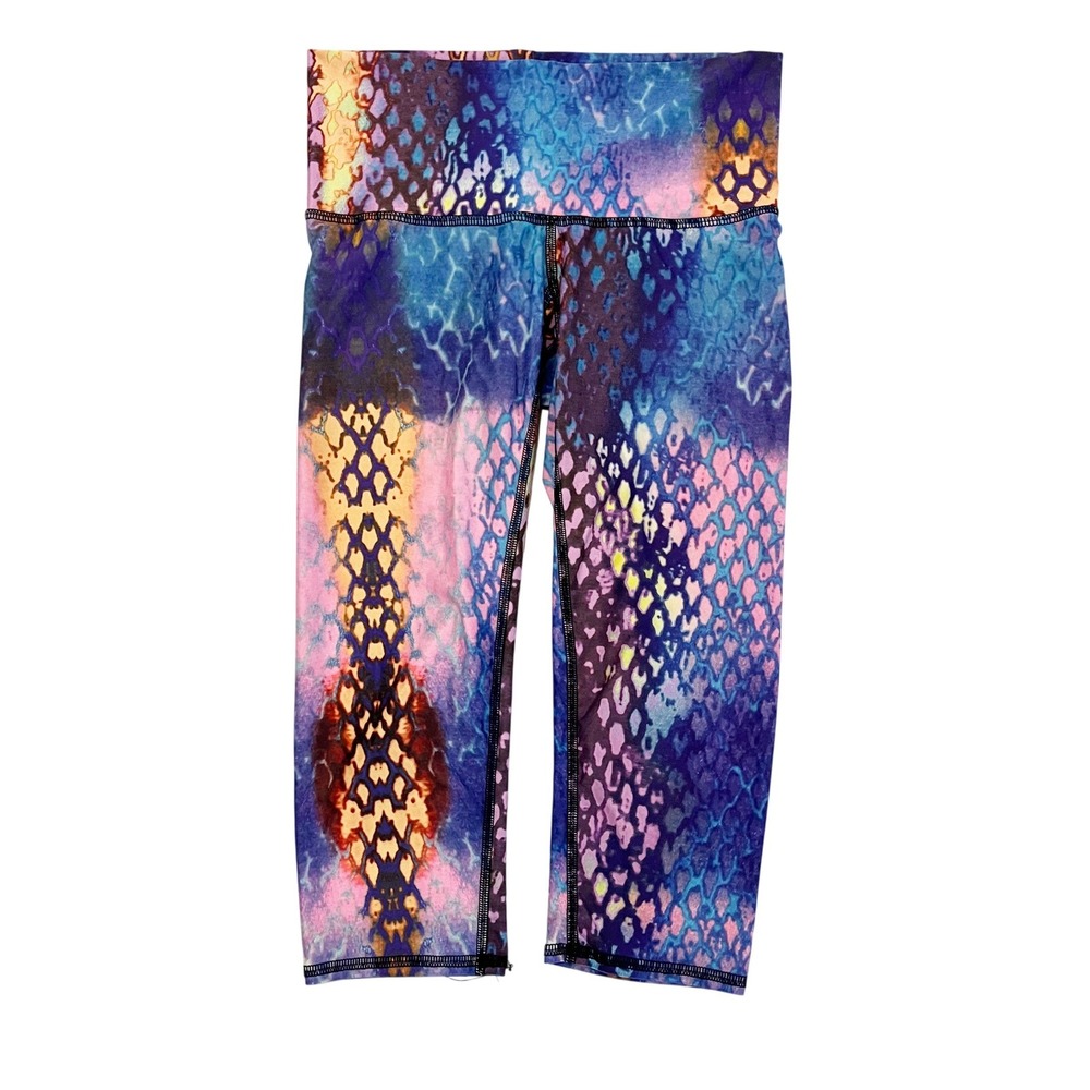 Teeki Sea Fairy Mermaid Scale Yoga Leggings Blue Purple Capri Cropped Size Small